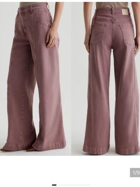 AG Jenna High-Rise Wide Leg Jeans in Dusty Mauve - Women
